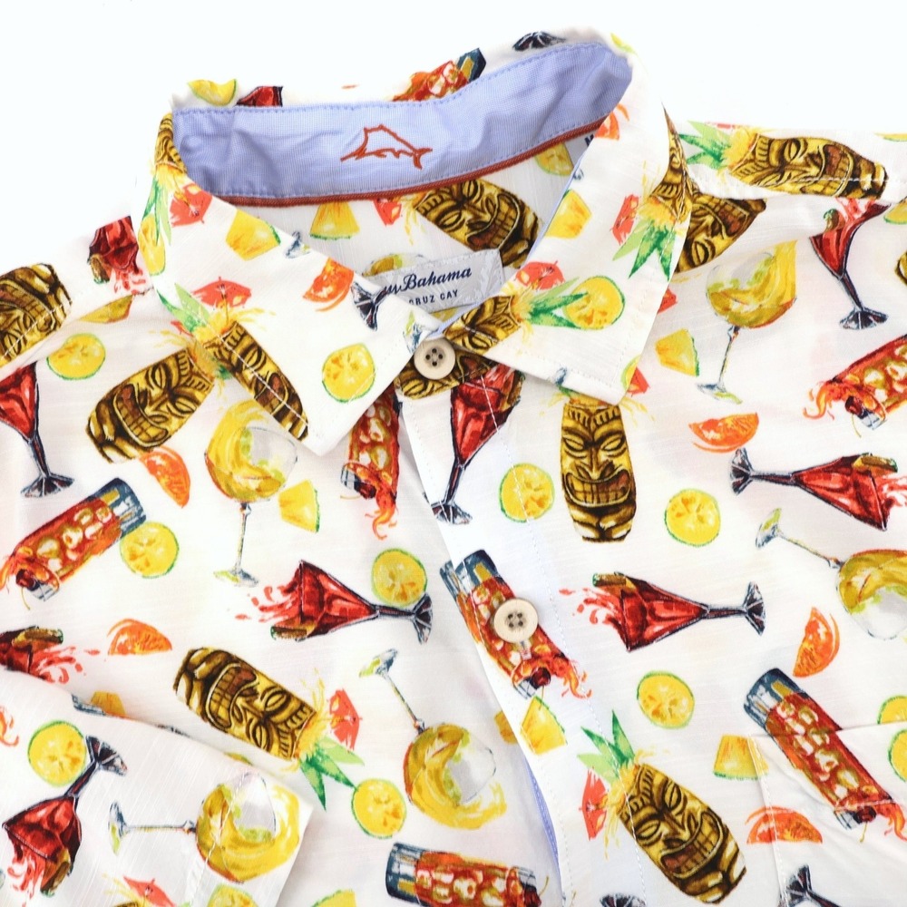 Tommy Bahama The Veracruz‎ Cay Tiki Cocktail Short Sleeve Button Up Shirt Mens M